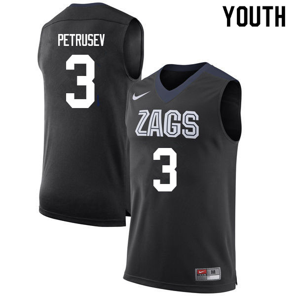 Youth Gonzaga Bulldogs #3 Filip Petrusev College Basketball Jerseys Sale-Black - Click Image to Close